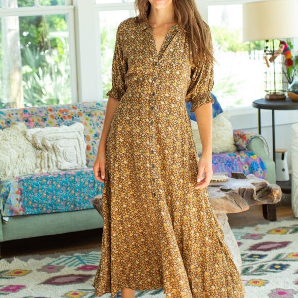 NATURAL LIFE Floral Brown Maxi Dress - Picture 1 of 7